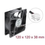 Delock Axiální ventilátor 48 V DC, 120 x 120 x 38 mm s 4 pinovým zásuvkovým konektorem ventilátoru PWM, černý 67454