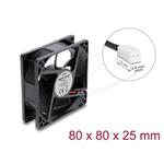Delock Axiální ventilátor 48 V DC, 80 x 80 x 25 mm s 2-pinovým zásuvkovým konektorem ventilátoru, černý 67446