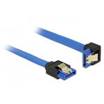 Delock Cable SATA 6 Gb/s receptacle straight > SATA receptacle downwards angled 100 cm blue with gold clips 85093