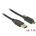 Delock Cable SuperSpeed USB 10 Gbps (USB 3.1 Gen 2) Type-A male > USB Type-C™ male with screw on top 1 m black 83717