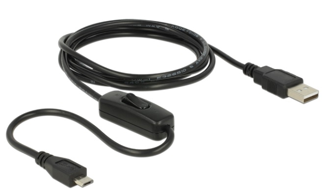 Delock Charging Cable USB 2.0 Type-A male > USB 2.0 Micro-B male with switch for Raspberry Pi 1.5 m 84803