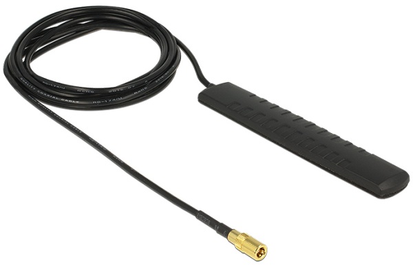 Delock DAB+ DVB-T2 Antenna SMB Plug 20 dBi active omnidirectional black adhesive mounting 89497