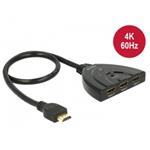 Delock Delock HDMI UHD Switch 3 x HDMI in > 1 x HDMI out 4K s integrovaným kabelem 50 cm 18600