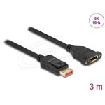Delock DisplayPort prodlužovací kabel s panelovým uchycením 8K 60 Hz 3 m 87098