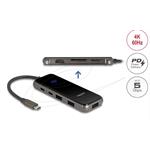 Delock Dokovací stanice USB Type-C™ 4K – HDMI / USB Hub / SD - Micro SD slot / PD 3.0 85 W s povrchem z tvrzeného 92001
