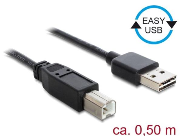 DeLOCK Easy - Kabel USB - USB (M) reverzní do USB typ B (M) - USB 2.0 - 50 cm - černá 83684