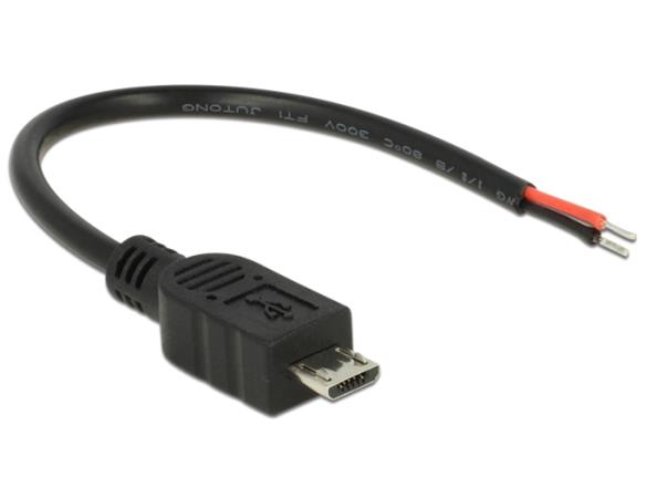 DeLOCK - Elektrický kabel - obnažený drát do Micro-USB typ B (pouze napájení) (M) - 10 cm - černá