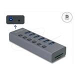 Delock Externí 6 portový rozbočovač USB 5 Gbps s přepínačem a se slotem SD / Micro SD 64237