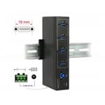 Delock Externí průmyslový Hub 4 x USB 3.0 Typ-A s ochranou 15 kV ESD 63309