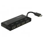 Delock Externí USB 3.1 Gen 1 Hub USB Type-C™ > 4 x USB Typ-A + 1 x USB Type-C™ PD 62793