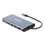 DeLOCK - Externí video adaptér - USB-C 3.1 Gen 1 - HDMI, DisplayPort, RJ-45, USB 3.0 - šedá - maloo 87683