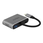 DeLOCK - Externí video adaptér - USB-C - HDMI, VGA - šedá - maloobchod 64074