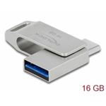 Delock Flash disk USB 3.2 Gen 1, USB-C™ + Typ-A, 16 GB - kovový kryt 54073
