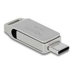 Delock Flash disk USB 5 Gbps, USB-C™ + Typ-A, 256 GB - kovový kryt 54008