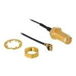 DeLOCK HF Antenna Connection for Installation - Kabel antény - I-PEX (M) do SMA (F) - 35 cm - černá 88417