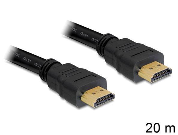 DeLOCK High Speed HDMI with Ethernet - HDMI s kabelem Ethernet - HDMI (M) do HDMI (M) - 20 m - čern 83452