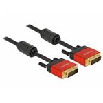 Delock Kabel DVI 24+1 samec > DVI 24+1 samec 5 m červený kovová spona 85676