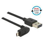 Delock Kabel EASY-USB 2.0 Typ-A samec > EASY-USB 2.0 Typ Micro-B samec pravoúhlý nahoru / dolů 2 m černý 83856