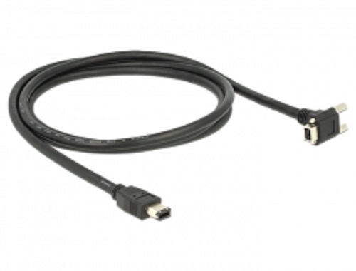 Delock kabel FireWire 9 pin samec 90° pravoúhlý se šroubky > 6 pin samec 2m 83589