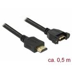 Delock Kabel HDMI-A samec > HDMI-A samice montážní panel 4K 30 Hz 0,5 m 85463