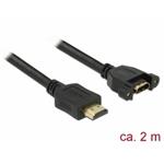 Delock Kabel HDMI-A samec > HDMI-A samice montážní panel 4K 30 Hz 2 m 85464