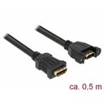 Delock Kabel HDMI-A samice > HDMI-A samice montážní panel 4K 30 Hz 0,5 m 85465