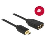 Delock kabel High Speed HDMI s Ethernetem – HDMI Micro-D samec > HDMI-A samice 3D 4K 20 cm 65687