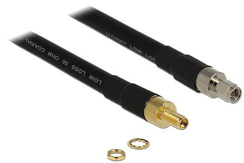 Delock Kabel k Anténě RP-SMA Plug > RP-SMA Jack CFD400 LLC400 1 m Nízká ztrátovost 13013_DEL