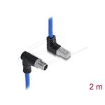 Delock Kabel M12, X-kódovaný, z 8 pinové zástrčky zahnuté dolů na zástrčku RJ45 zahnutou nahoru, S/FTP, stíněný, 2 81012