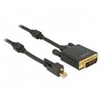 Delock Kabel mini Displayport 1.2 samec se šroubky > DVI samec 4K aktivní černý 3 m 83727