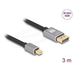 Delock Kabel mini DisplayPort na DisplayPort 8K 60 Hz 3 m šedá kovová bez západky 81093