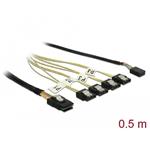 Delock Kabel Mini SAS SFF-8087 > 4 x SATA 7 pin + Sideband 0,5 m kovový 85674