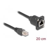 Delock Kabel RJ45 typu-D, ze zástrčky na zásuvku, Cat.5e, černý, 20 cm 87964