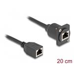 Delock Kabel RJ45 typu-D, ze zásuvky na zásuvku, Cat.5e, černý, 20 cm 87968