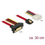 Delock Kabel SATA 6 Gb/s 7 pin samice + Molex 4 pin napájecí konektor > SATA 22 pin samice pravoúhlý dolů kovový 3 85231