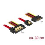 Delock Kabel SATA 6 Gb/s 7 pin samice + SATA 15 pin napájecí samec > SATA 22 pin samice přímý kovový 30 cm 85228
