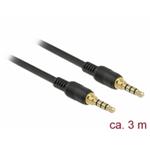 Delock Kabel Stereo Jack 3,5 mm 4 pin samec > samec 3 m černý 85601