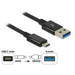 Delock Kabel SuperSpeed USB 10 Gbps (USB 3.1 Gen 2) USB Type-C™ samec > USB Typ-A samec 1 m koaxiál černý Premium 83983