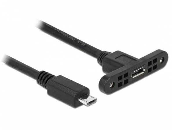 Delock Kabel USB 2.0 Micro-B samice montážní panel > USB 2.0 Micro-B samec 25 cm 85245