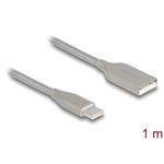 Delock Kabel USB 2.0 s kovovým opláštěním USB Typ-A samec na USB Type-C™ samec PD 3.0, 60 W, 1 m, stříbrný 81258