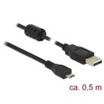 Delock Kabel USB 2.0 Typ-A samec > USB 2.0 Micro-B samec 0,5 m černý