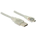 Delock Kabel USB 2.0 Typ-A samec > USB 2.0 Micro-B samec 3m transparentní 83902