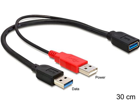 Delock kabel USB 3.0-A samice > USB 3.0-A samec + USB 2.0-A samec, 30cm 83176
