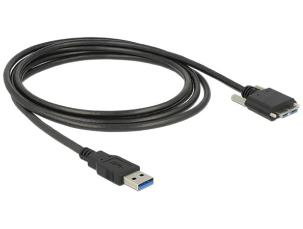 Delock kabel USB 3.0 typ A samec > USB 3.0 typ Micro-B samec se šroubky 2m 83598