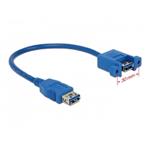 Delock kabel USB 3.0 Type-A samice > USB 3.0 Type-A samice přišroubovatelný 25 cm 85111