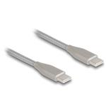 Delock Kabel USB-C™ USB 2.0 s kovovým opláštěním, ze zástrčky USB Type-C™ na zástrčku PD 3.0, 60 W, 1 m, stříbrný 81259
