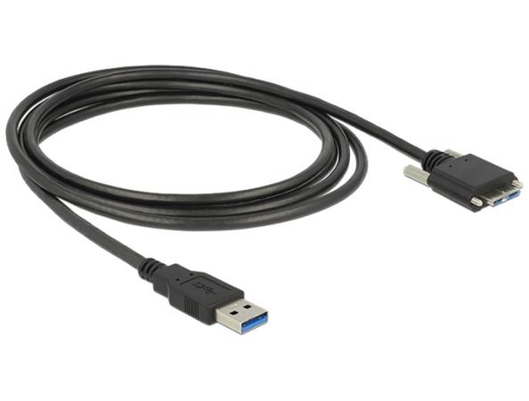DeLOCK - Kabel USB - Micro-USB Type B (M) do USB typ A (M) - USB 3.0 - 1 m - křídlové šrouby - čern 83597