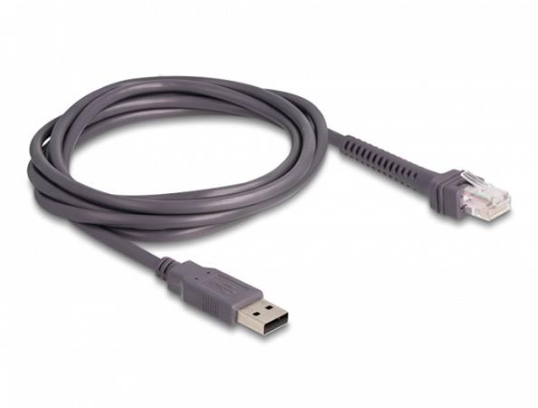 Delock Kabel z rozhraní RJ50 na USB 2.0 Typu-A ke čtečce čárových kódů, 2 m 90599