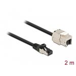 Delock Kabel ze zástrčky RJ45 na zásuvku RJ45 modulu Keystone, Cat.6A, délka 2 m, černý 87028