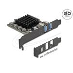 Delock Karta PCI Express x4 na 1 x USB 20 Gbps USB Type-C™ + 2 x USB 10 Gbps Typ-A - Low Profile Form Factor 90891
